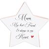 Maturi Targa regalo a forma di stella, 16 x 16 cm, in legno bianco, con dedica sentimentale