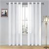 DWCN Tende bianche velate effetto lino, semitrasparenti, con occhielli, tende bianche per soggiorno e sala da pranzo, 133 x 213 cm di lunghezza, set di 2 pannelli
