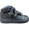 Nike Air Force 1 Mid Custom Black Rope Laces Off Glitter Swarovski Strass Argento Silver Grigi
