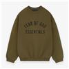 Fear Of God Essentials Fleece Crewneck (FW24) Olive Arch Logo Verde Scuro Verde