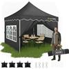 HOTEEL Gazebo 3x3 Pieghevole Impermeabile Con 4 Pannelli Laterali, Uv 50+, Telaio Spesso, One-Touch Pop Up Gazebo Per Matrimoni, Spiagge, Feste, Giardino (Nero)