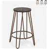 AHD Amazing Home Design Sgabello alto design industriale in metallo e legno per bar, ristoranti, cucine Carbon Top - Marrone