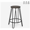 AHD Amazing Home Design Sgabello alto design industriale in metallo e legno per bar, ristoranti, cucine Carbon Top - Nero