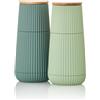 Adhoc Set da tavolo "Ad Hoc" per macinino di pepe e colore verde scuro e verde chiaro, macinino in Vetroceramica CeraCut®, corpo in plastica / legno di quercia