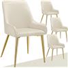 tectake® Set 4 Sedie Imbottite Effetto Velluto, Sedie Cucina con Schienale Ergonomico, Sedie Moderne con Imbottitura in Schiuma, Gambe in Acciaio Verniciato, Capacità di Carico 120 kg - Beige