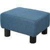HOMCOM Pouf Poggiapiedi Imbottito in Tessuto di Lino 40x30x24 cm Blu Scuro