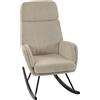 HOMCOM Sedia a Dondolo in Velluto a Coste con Schienale Alto, Beige