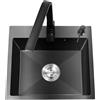 TCICOP Lavello da cucina in acciaio inox, nero, 45 x 40 x 20 cm, con rubinetto girevole a 360°, 1 vasca, adatto per la cucina