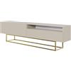 Selsey Mobile TV Mobile Porta TV 175 cm Con Piedini Dorati Scomparto Aperto Facciata Fresata Grigio Beige Veldio