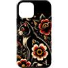 DCatLovers Custodia per iPhone 12 mini Gatto Floreale Luna Tatuaggio Stile Gatto