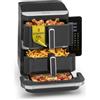GOURMETmaxx FryUp3 - Friggitrice ad aria calda verticale, 3 scomparti, senza PFAS, XXL da 12,4 l, con cassetto per forno per pizza, ecc., con display touch LED SuperClear