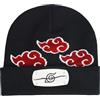 Concept One Naruto Beanie Hat, Akatsuki Cloud Winter Knit cap con Polsino, Nero, Taglia Unica