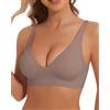 BOUFOR Reggiseno a V Profondo Taglio Basso Sexy Push Up Bralette per Le Donne Imbottito Comodo Lisciante Senza Fili Bralette Senza Cuciture, Grigio Tortora, S