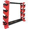 LeeQinersw Portadmanubri Portamanubri Stand Supporto Pesi Struttura Acciaio Robusta Layout Verticale con Ripiani Doppi per Organizzazione Razionale E Accesso, Rosso, Nero