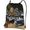 SMAZDFXX Zaino con coulisse Anello blu Borsa a tracolla a forma di polpo Zaino pieghevole Borsa sportiva da palestra per lo shopping Yoga