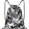 SMAZDFXX Zaino con coulisse Borsa sportiva da palestra Nero Grigio Bianco Camo Borse con coulisse per palestra Sport Yoga Viaggio Medio
