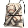 SMAZDFXX Zaino con coulisse, mazze da baseball e palline disegnate a mano, borsa con cordino, zaino pieghevole, borsa sportiva da palestra per lo shopping e lo yoga