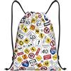 SMAZDFXX Cartoni animati americani segnali stradali zaino con coulisse pieghevole borsa cordoncino sportivo da palestra impermeabile yoga leggera 16,5 X19,6 modello 1-34