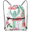 SMAZDFXX Zaino con coulisse e cerniera, stampa di cactus, fenicotteri, rose e fiori, sacco da palestra con tasca portaoggetti per palestra, yoga, viaggi