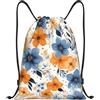 SMAZDFXX Zaino con coulisse Borsa sportiva da palestra Fiori blu e arancioni Borse con coulisse per palestra Sport Yoga Viaggio Piccolo