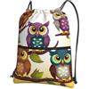 SMAZDFXX Zaino con coulisse, gufi, uccelli, borsa a tracolla, zaino pieghevole, borsa sportiva da palestra per lo shopping, yoga