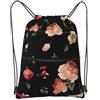 SMAZDFXX Zaino con coulisse e cerniera, fiori (2), stampa, sacco da palestra sportivo con tasca portaoggetti per palestra, yoga, viaggi