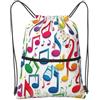 SMAZDFXX Zaino con coulisse e cerniera, stampa di note musicali colorate, sacco da palestra sportivo con tasca portaoggetti per palestra, yoga, viaggi