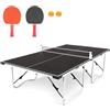 Generic Tavolo da ping pong pieghevole da 2,7 m con rete, 2 racchette e 2 palline, portatile, di medie dimensioni, per interni ed esterni