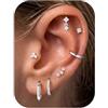 TINGN Set di 7 paia di orecchini ipoallergenici in acciaio chirurgico per orecchie sensibili, placcati in oro 14 carati, con tappo a vite, regalo per mamme e donne, Acciaio inossidabile, Zirconia