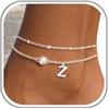 Aidenn Cavigliera in argento Sterling 925 con lettera dell'alfabeto, a strati, con ciondolo a forma di iniziale in zirconia cubica, regolabile, idea regalo per donne e ragazze, Rame