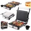 eldom Griglia a contatto 2000 W, griglia elettrica 2 in 1 e griglia da tavolo, Panini Grill con piastre antiaderenti, controllo della temperatura, vassoio raccogli grassi, alloggiamento in acciaio inox