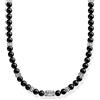 THOMAS SABO KE2180-507-11-L50 - Collana da uomo in argento sterling 925 con perline in onice nero, lunghezza 50 cm, 50 cm, Argento sterling, Nessuna pietra preziosa