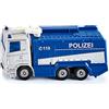 Siku 1079, Camion della polizia con idrante, Blu,Bianco, Cannone ad acqua orientabile, Modellino giocattolo per bambini