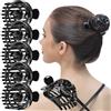 RC ROCHE ORNAMENT RC ROCHE - 6 fermagli per chignon da donna, per acconciature a forma di nido di uccello, ballerina, con supporto rotondo francese, a forma di ciambella, colore nero medio