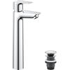 Grohe Start Edge Miscelatore Monocomando per Lavabo a Bacinella Taglia XL, Cromo, Con piletta clic clac, Installazione veloce, 23777001