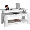 Habitdesign 13Casa Future A2 Tavolino Sollevabile, Melamina/Legno, Bianco, 102x50x43 cm