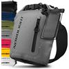 Nordlight Dry Bag Sacca Impermeabile + Custodia per Cellulare + Chiusura Arrotolabile, Tracolla | Zaino Impermeabile Sacca Stagna Borsa | Spiaggia, Canoa, SUP, Immersioni - Grigio, 5 Litri