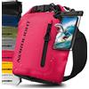 Nordlight Dry Bag Sacca Impermeabile + Custodia per Cellulare + Chiusura Arrotolabile, Tracolla | Zaino Impermeabile Sacca Stagna Borsa | Spiaggia, Canoa, SUP, Immersioni - Rosa, 5 Litri