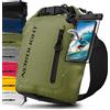 Nordlight Dry Bag Sacca Impermeabile + Custodia per Cellulare + Chiusura Arrotolabile, Tracolla | Zaino Impermeabile Sacca Stagna Borsa | Spiaggia, Canoa, SUP, Immersioni - Verde Oliva, 5 Litri
