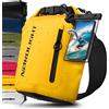 Nordlight Dry Bag Sacca Impermeabile + Custodia per Cellulare + Chiusura Arrotolabile, Tracolla | Zaino Impermeabile Sacca Stagna Borsa | Spiaggia, Canoa, SUP, Immersioni - Giallo, 5 Litri