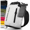 Nordlight Dry Bag Sacca Impermeabile + Custodia per Cellulare + Chiusura Arrotolabile, Tracolla | Zaino Impermeabile Sacca Stagna Borsa | Spiaggia, Canoa, SUP, Immersioni - Bianco, 5 Litri