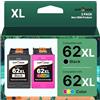 VIPGOOD 62XL Cartucce Compatibili per hp 62xl (Nero Tri-Colore, 2-Pack)