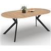 IDMarket - ALIX Tavolo da pranzo rotondo allungabile per 4-10 persone con gamba in legno e ragno nero 110-200 cm