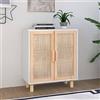 Lumanois Credenza Bianca 60x30x70 cm Legno Massello Pino Rattan Naturale, Mobili,Armadietti e portaoggetti,Buffet e credenze, 11.85kg-345630
