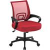 Yaheetech Sedia da Ufficio Scrivania Ergonomica a Rotelle Regolabile Rossa