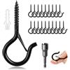 vsshe M5 Ganci Avvitabili, 20 Pezzi Ganci a Vite per Legno Vite a Gancio in Acciaio Inox, Gancis Q-Hanger, Viti ad Anello con Blocco di Sicurezza, per Appendere Piante,Campanelle,Catene Luminose