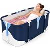 Fesatccoz Vasca da bagno pieghevole per adulti, comfort, dimensioni 140 cm, senza gambe, vasca mobile pieghevole con 6 strati di isolamento, per doccia, con schienale e cuscino da seduta, ideale per casa, spa e
