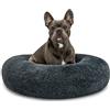 lionto Cuccia Ciambella Cani/Gatti, Cuccia Rotonda, Ø 70 cm, Grigio Scuro | Cuccia morbida in peluche con bordo rialzato, superficie soffice, imbottitura spessa e base antiscivolo per cani e gatti