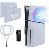 Mcbazel Striscia LED RGB per PS5 Slim con Piastra Anteriore di Sostituzione e Foro di Raffreddamento, Set con Hub USB a 2 Porte - Bianco (Non per PS5/PS5 Pro)
