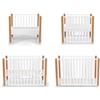 kk Kinderkraft Kinderkraft KOYA Lettino Sbarre in Legno 4in1 per Bambini con Ruote, Culla da Affiancare, Materasso incluso, l'altezza della base regolabile, Bianca